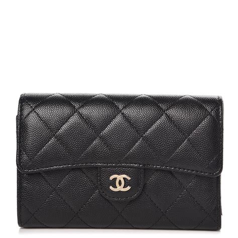 chanel caviar quilted medium flap wallet black|CHANEL Caviar Quilted Medium Flap Wallet Black.